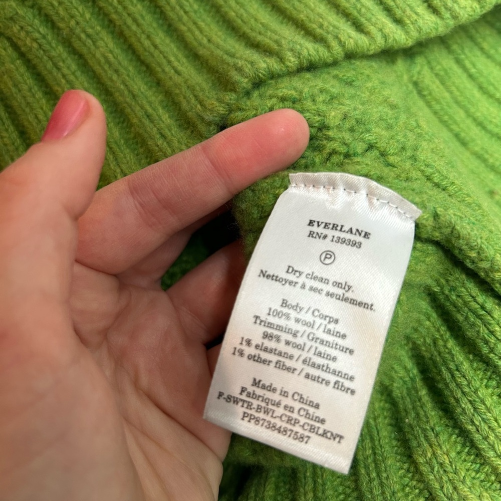 Everlane Lime Green Cable-Knit Crewneck Sweater - Picture 4 of 4
